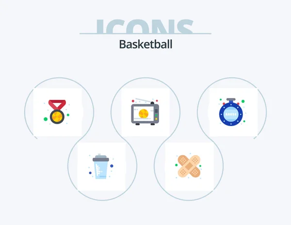 Basketball Flat Icon Pack Icon Design Minutes Award Match Basketball — 图库矢量图片