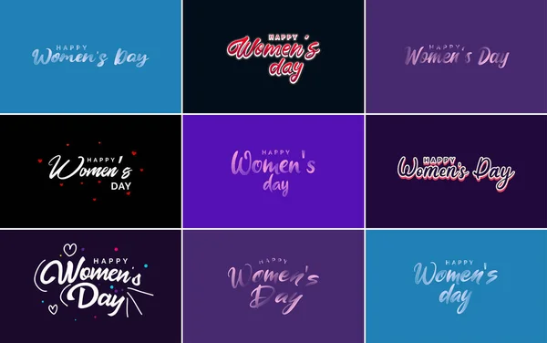 International Women Day Greeting Card Template Floral Design Hand Lettering — Stok Vektör