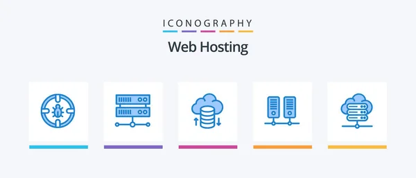 Web Hosting Blue Icon Pack Including Network Server Cloud Hosting — Stockový vektor