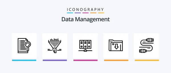 Data Management Line Icon Pack Including Network Server File Remote — Wektor stockowy