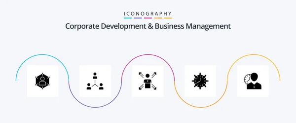 Corporate Development Business Management Glyph Icon Pack Včetně Zaměstnance Kariéra — Stockový vektor