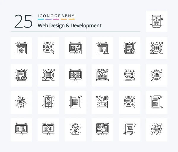 Web Design Development Line Icon Pack Including Estimate Deadline Adaptive — Wektor stockowy