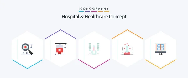 Hospital Healthcare Concept Flat Icon Pack Including Xray Radioscopy Health — Stock Vector