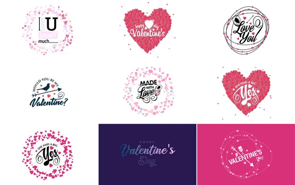 Happy Valentine Day Greeting Background Papercut Realistic Style Paper Clouds — Vettoriale Stock