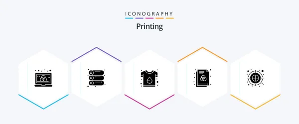 Printing Glyph Icon Pack Including Color Fill Color Branding Rgb — Stok Vektör