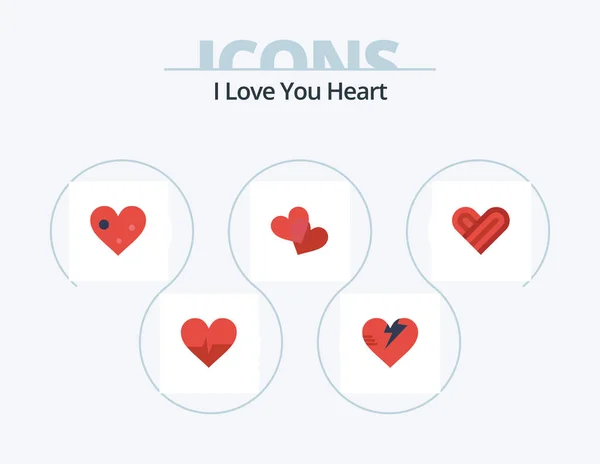 Heart Flat Icon Pack Icon Design Valentine Love Love — Stock Vector