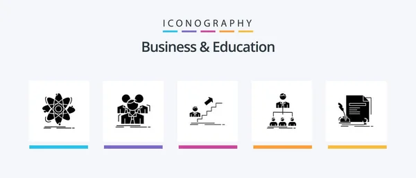 Business Education Glyph Icon Pack Including Organization Team Meeting Career — Image vectorielle