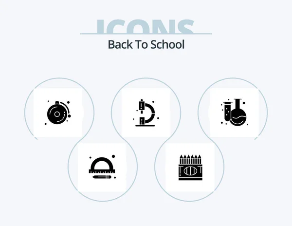 Okulun Sembolü Icon Pack Simge Tasarımı Kimya Mikroskop Alarm Laboratuvar — Stok Vektör