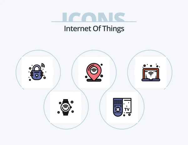 Internet Things Line Filled Icon Pack Icon Design Ambulance Innovation — Stockvector