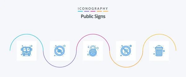 Публічні Знаки Blue Icon Pack Включаючи Сміття Знак Публічно Регулюючі — стоковий вектор