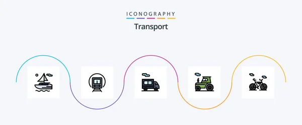 运输线已填平5号Icon包 包括运输 自行车 — 图库矢量图片