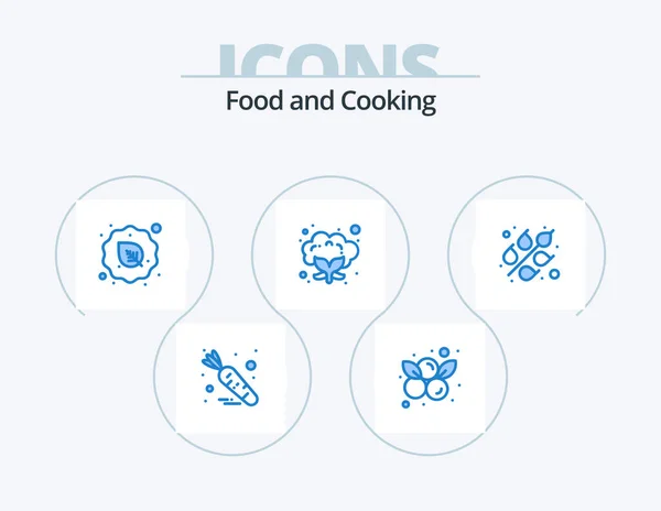 Food Blue Icon Pack Icon Design Wheat Cereal Leaf Vegetable — Stock vektor