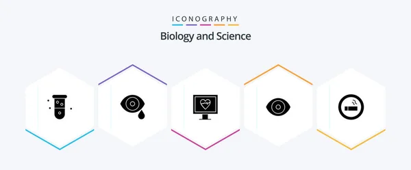 Biologie Pack Icônes Glyphe Incluant Biologie Laboratoire Science Les Yeux — Image vectorielle