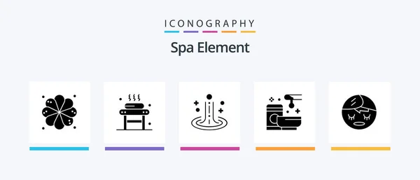 Spa Element Glyph Icon Pack Inklusive Spa Vax Effekt Spa — Stock vektor