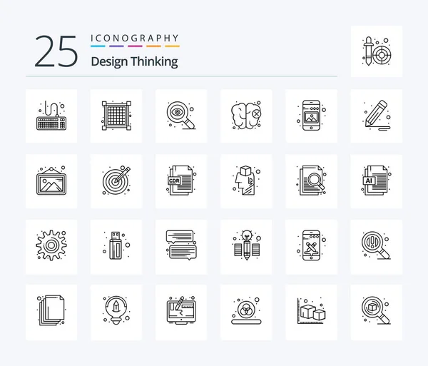 Design Thinking Line Icon Pack Including Picture Mobile Eye Image — 图库矢量图片