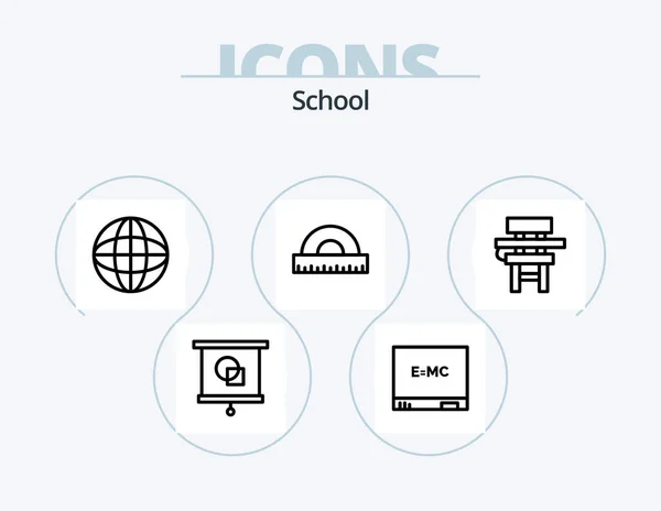 School Line Icon Pack Icon Design Setting World Class Formula — Vettoriale Stock