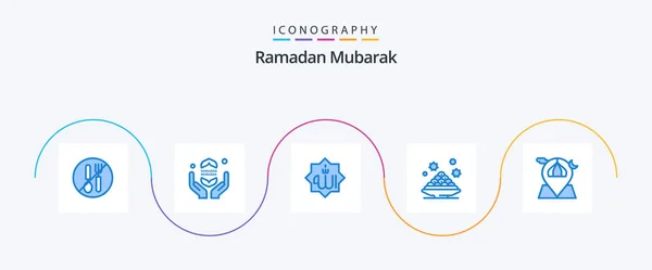 Ramadan Blue Icon Pack Including Ramadan Sweet Islam Dessert God — Archivo Imágenes Vectoriales
