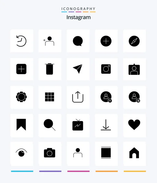 Creative Instagram Glyph Solid Black Icon Pack Sets Instagram Interface — Vettoriale Stock