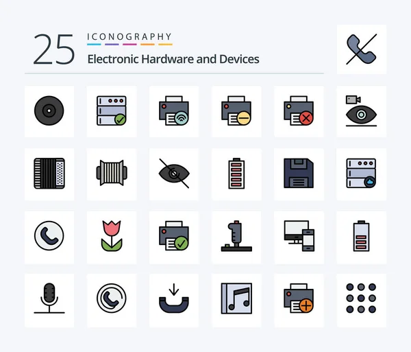 Devices Line Filled Icon Pack Including Audio Media Gadget Device — Wektor stockowy