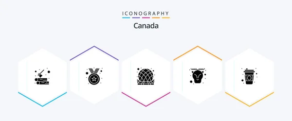 Canada Glyph Icon Pack Including Scandinavia Canada Building Arctic Alpine — Διανυσματικό Αρχείο