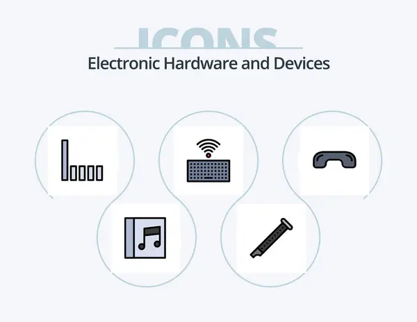 Дизайн Иконы Line Filled Icon Pack Связь Устройство Контакт Контакт — стоковый вектор