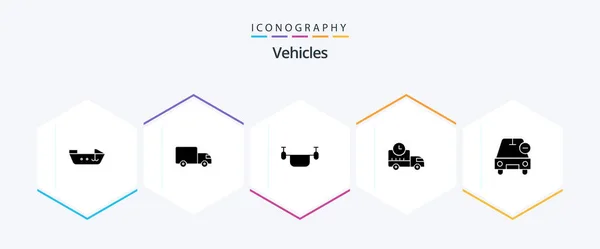 Vehicles Glyph Icon Pack Including Delete Truck Drone Rush Delivery — Vector de stock