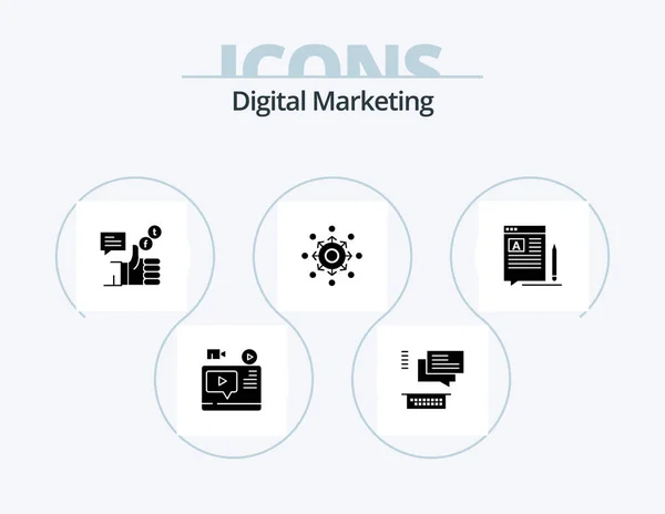 Digital Marketing Glyph Icon Pack Icona Design Squadra Freccia Supporto — Vettoriale Stock