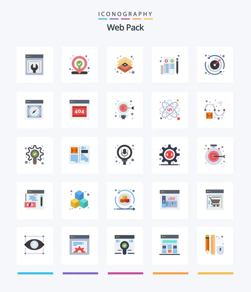 Creative Web Pack Flat Icon Pack Time Web Design Page — 图库矢量图片