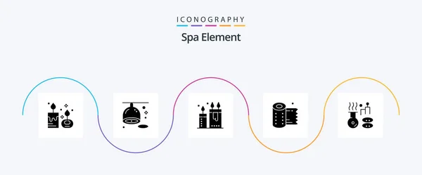 Spa Element Glyph Icon Pack Including Tissue Paper Lemon Cleaning — Vettoriale Stock
