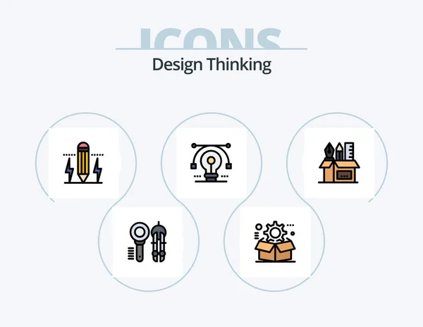 Design Thinking Line Filled Icon Pack Icon Design Настройка Винтик — стоковый вектор