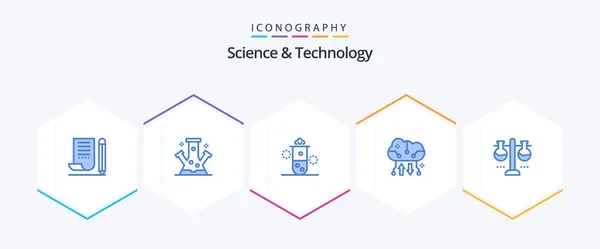 Science Technology Blue Icon Pack Including Cloud Storage Cloud Backup — 图库矢量图片