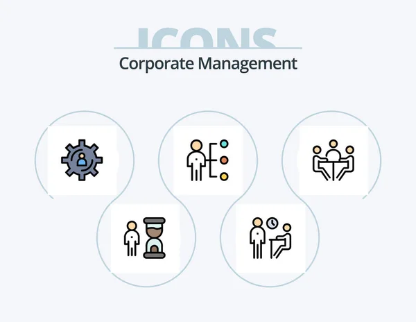 Corporate Management Line Filled Icon Pack Icon Design Person Employee — Stock Vector