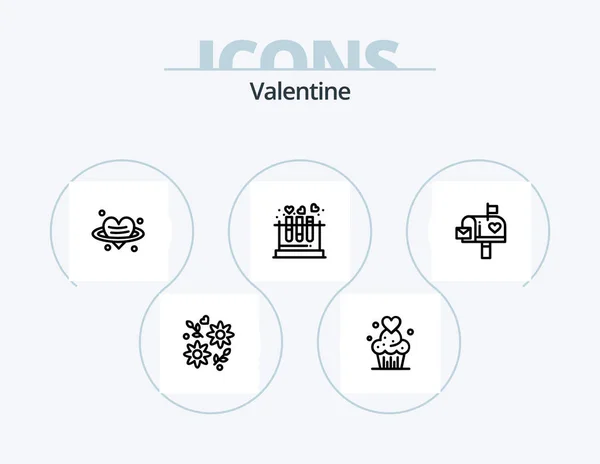 Valentine Line Icon Pack Icon Design Love Valentine Tube Love — Stockvector