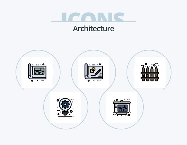 Architecture Line Filled Icon Pack Icon Design Labour Architecture Power — Stock vektor