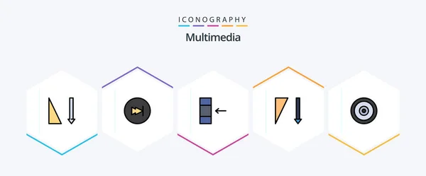 Multimedia Filledline Icon Pack Including Target Data Multimedia Sorting — Stock Vector