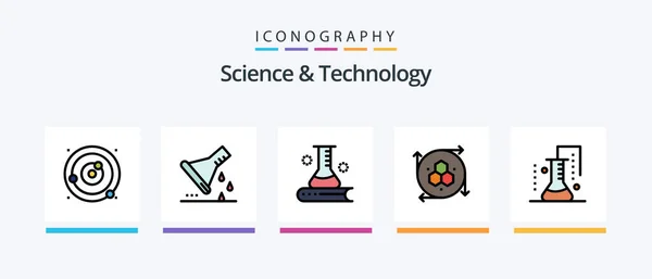 Science Technology Line Filled Icon Pack Including File Storage Cloud — Vettoriale Stock