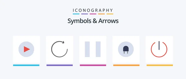 Symboly Šipky Flat Icon Pack Včetně Zástrčka Návrh Kreativních Ikon — Stockový vektor