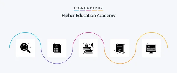 Academy Glyph Icon Pack Including Lesson Learning Education Diploma Certificate — Stok Vektör