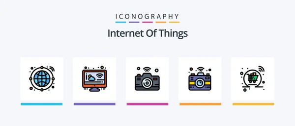 Internet Things Line Filled Icon Pack Including Internet Wifi Washing — Image vectorielle