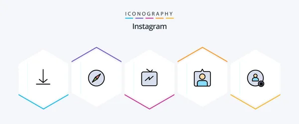 Instagram Filledline Icon Pack Inklusive Twitter Auffrischung Tweet Folgen — Stockvektor