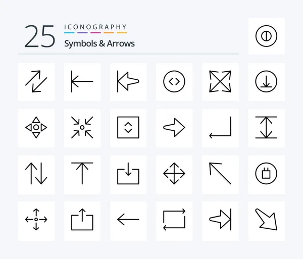 Symbols Arrows Line Icon Pack Including Arrow Move Enlarge Arrow — Stok Vektör