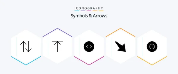 Symbols Arrows Glyph Icon Pack Including Enlarge Symbols Ancient — Wektor stockowy