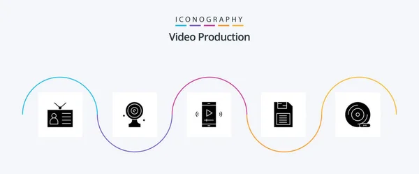 Video Production Glyph Icon Pack Including Mobile Chip Memory Card — Stock vektor