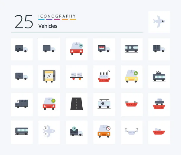 Vehicles Flat Color Icon Pack Including Lorry Vehicle Vehicles Van — Wektor stockowy
