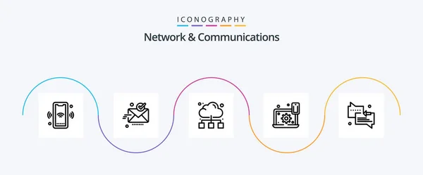 Network Communications Line Icon Pack Including Setting Laptop Configure Online — Wektor stockowy