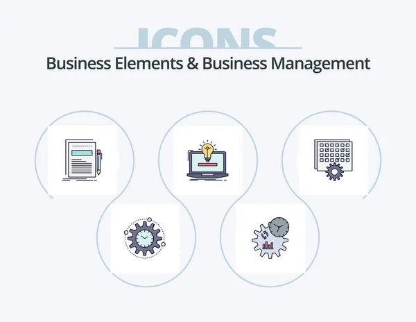Elementos Negócio Linha Gerenciamento Negócios Preenchido Icon Pack Icon Design — Vetor de Stock