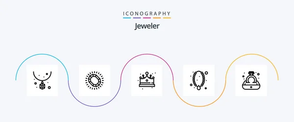 Jewellery Line Icon Pack Including Pendant Necklace Luxury Locket Cap — Archivo Imágenes Vectoriales