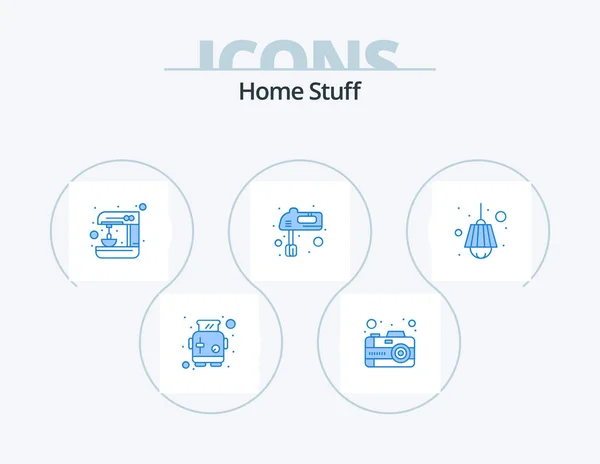 Home Stuff Blue Icon Pack Icon Design Domů Kuchyně Mixér — Stockový vektor