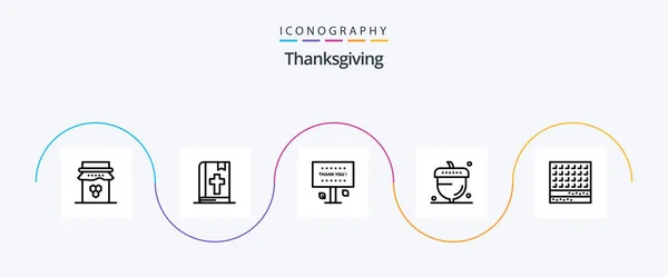 Thanksgiving Line Icon Pack Including Oak Autumn Thanksgiving Acorn Thank — Archivo Imágenes Vectoriales