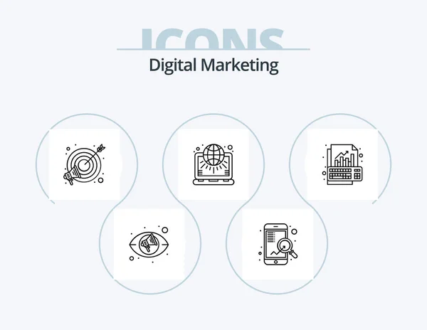 Digital Marketing Line Icon Pack Icon Design Mobile Marketing Advertising — Wektor stockowy